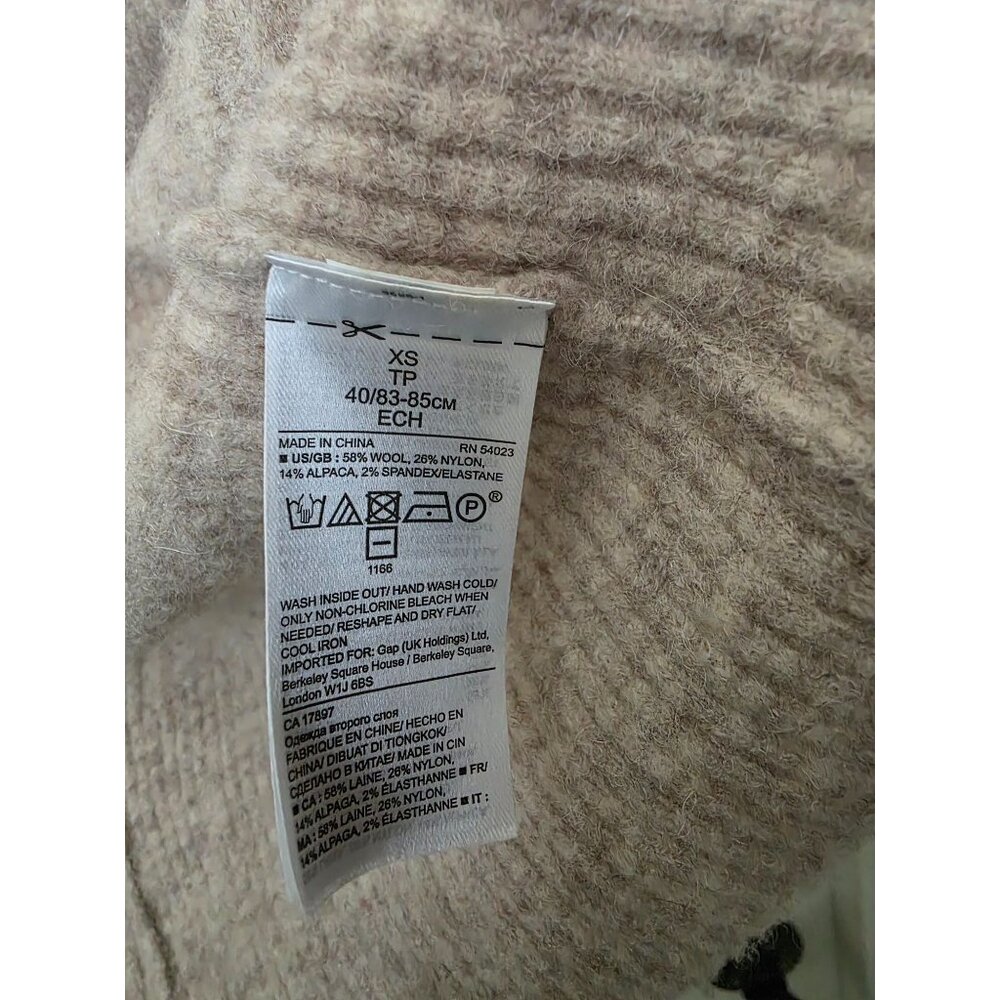 Banana Republic Aire Beige Cardigan Wool/Alpaca Blend Open Front Longline XS - Picture 5 of 7
